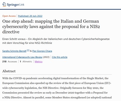 One Step Ahead: Mapping the Italian and German Cybersecurity Laws Against the Proposal for a NIS2 Directive